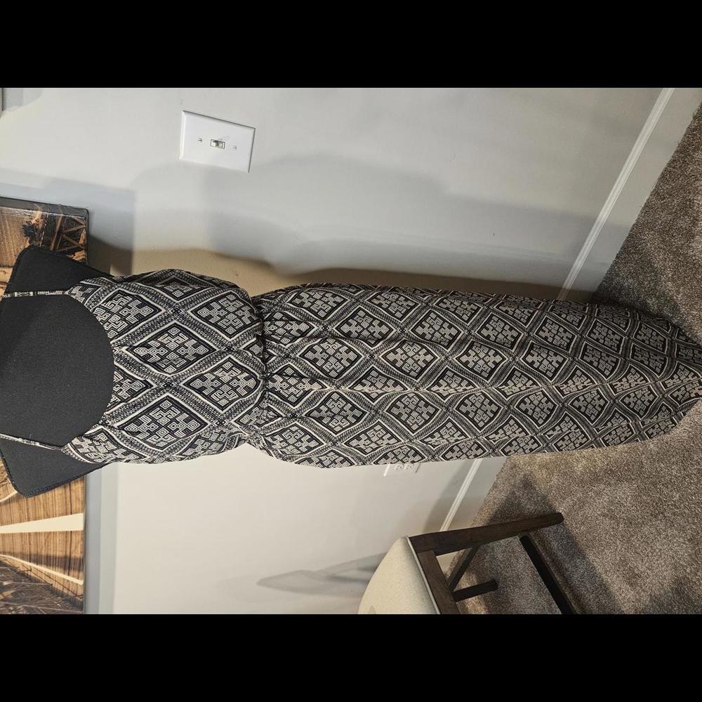 Geometric Patterned Black and White Maxi Dress